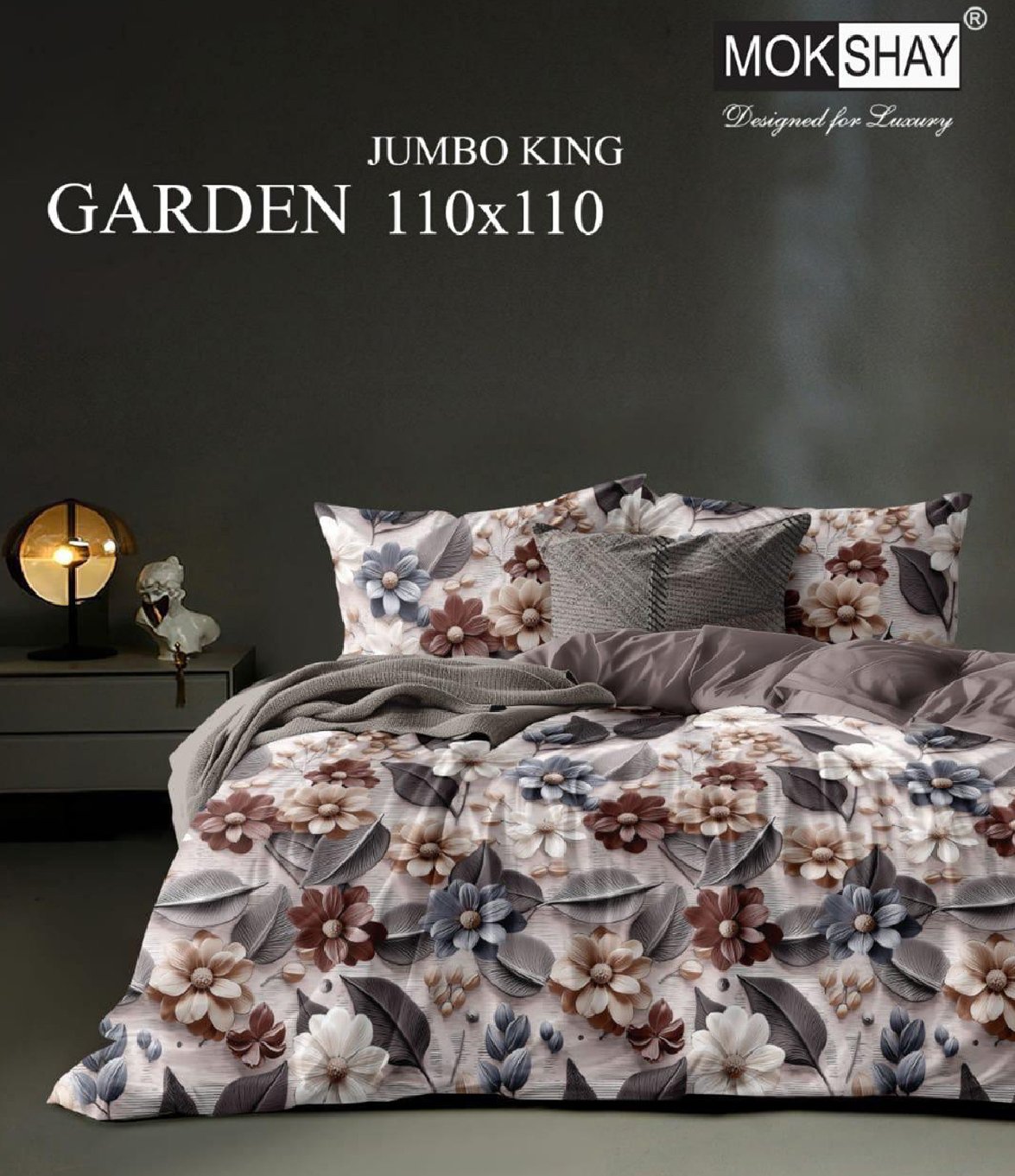 Luxury Floral Bedsheet Set | Premium soft fabric, rich botanical print | 3D Bedsheet Floral | size - 7/8 ft | with 2 - pillow covers