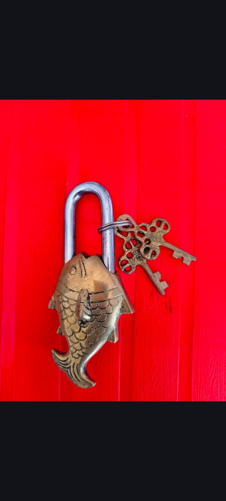 Vintage Handcrafted Brass Fish Padlock with 2 Keys | BRASS LOCKS